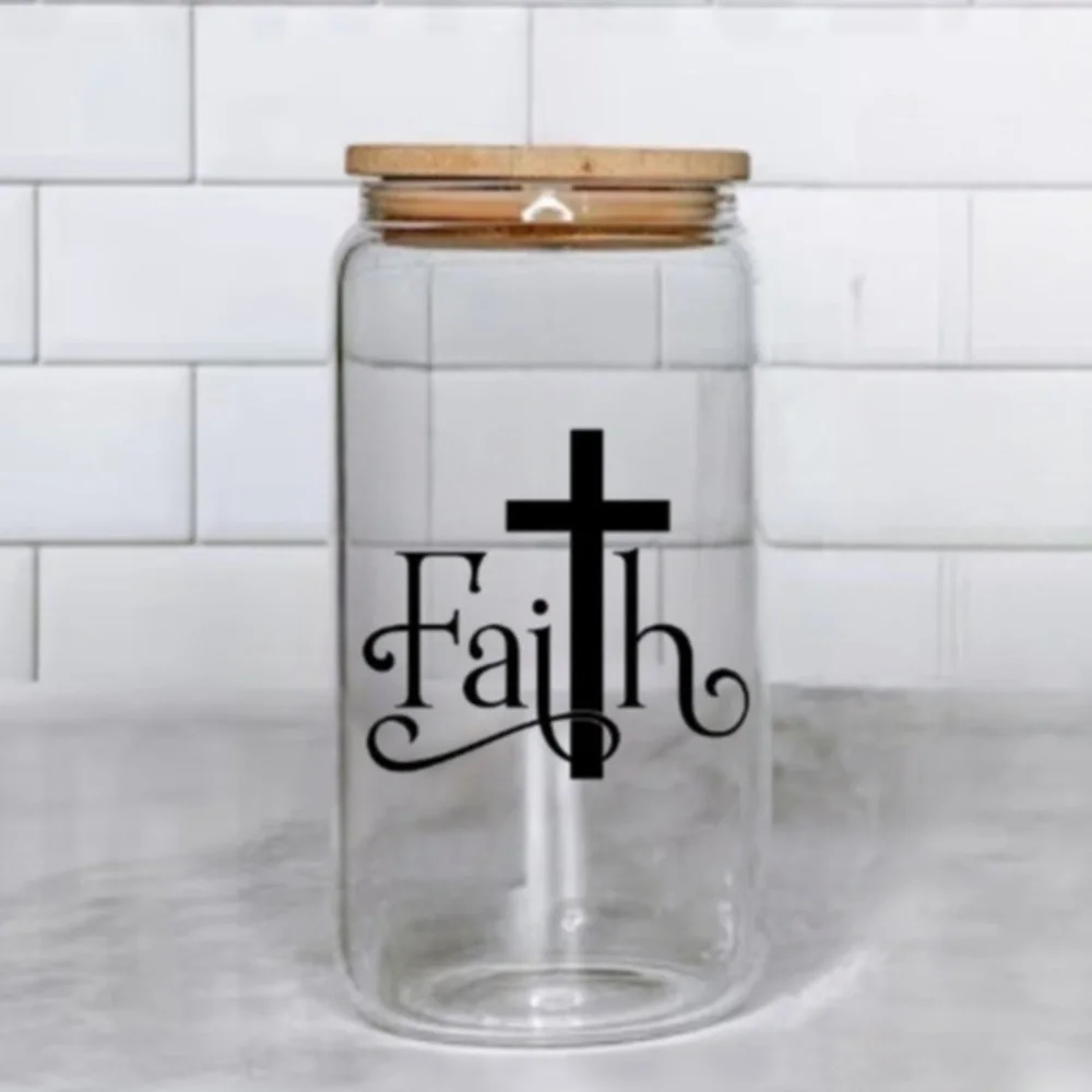 Faith Cross Glass Cup